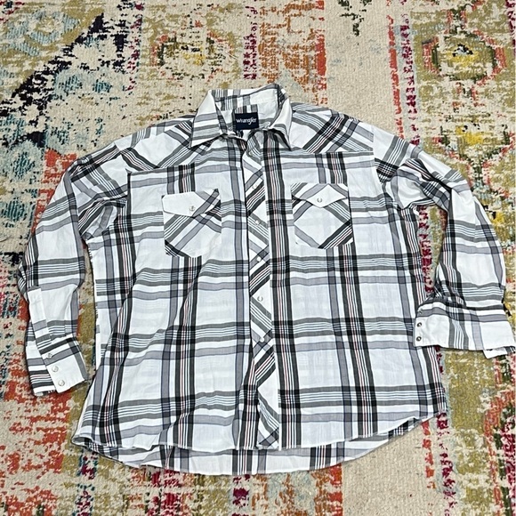 Vintage Wrangler Plaid Pearl Snap Rancher Button Down Long Sleeve Shirt - Picture 1 of 5
